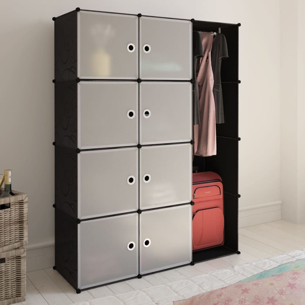 240497 vidaXL Modular Cabinet with 9 Compartments 37x115x150 cm Black and White