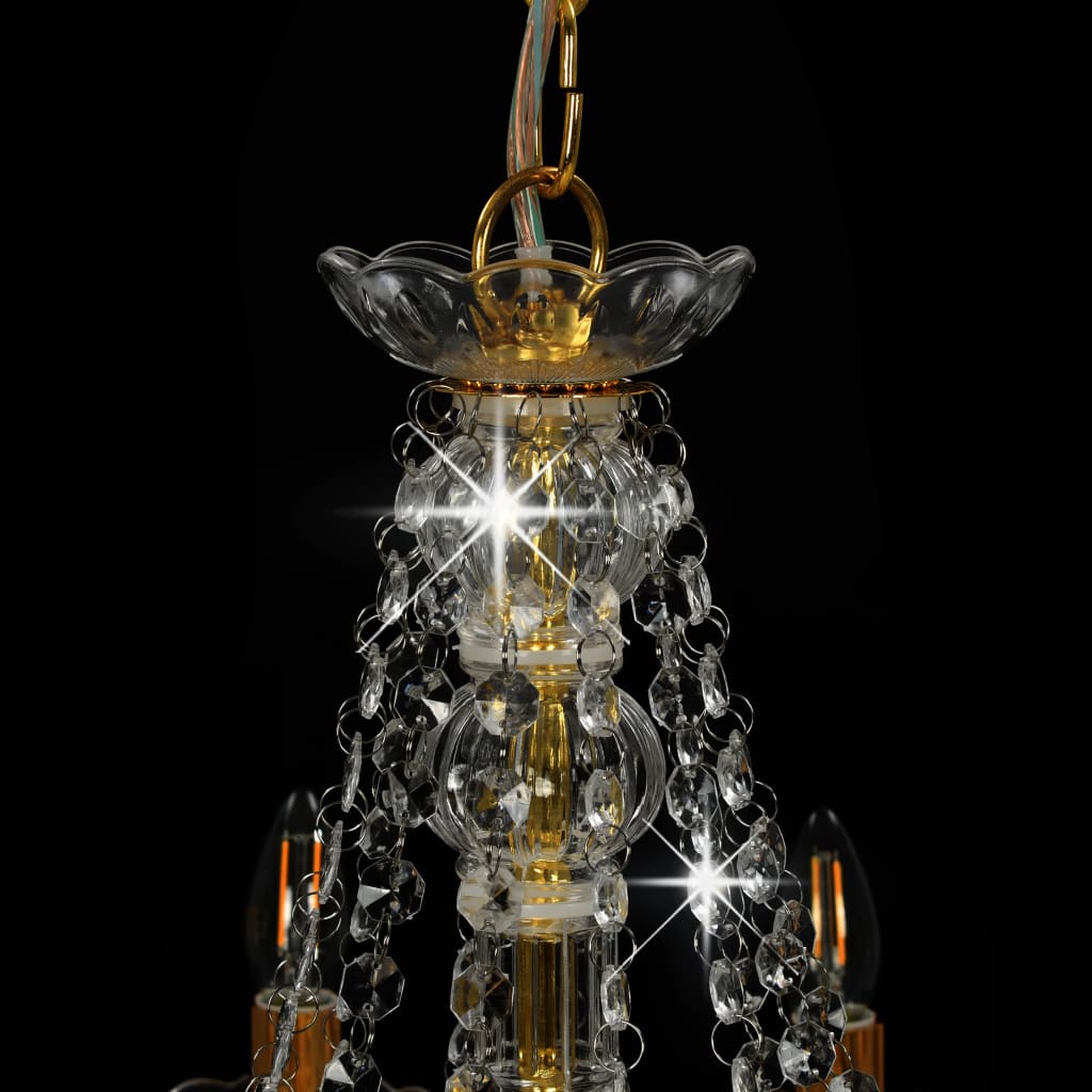 vidaXL Luster s perlama zlatni 12 žarulja E14