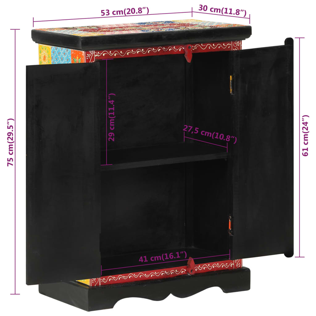 vidaXL Ručno obojena komoda s vratima 53x30x75 cm masivno drvo manga