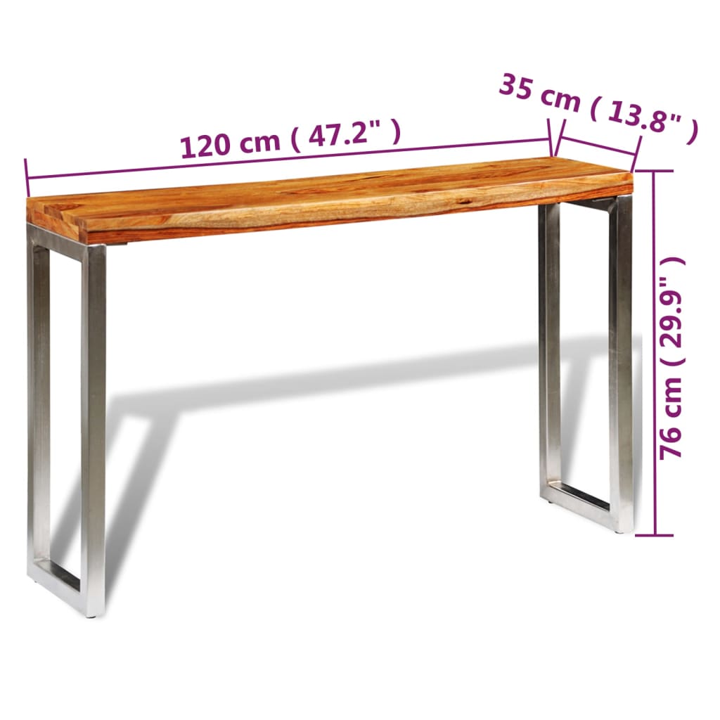 vidaXL Konzolni stol od masivnog drva šišama s čeličnim nogama