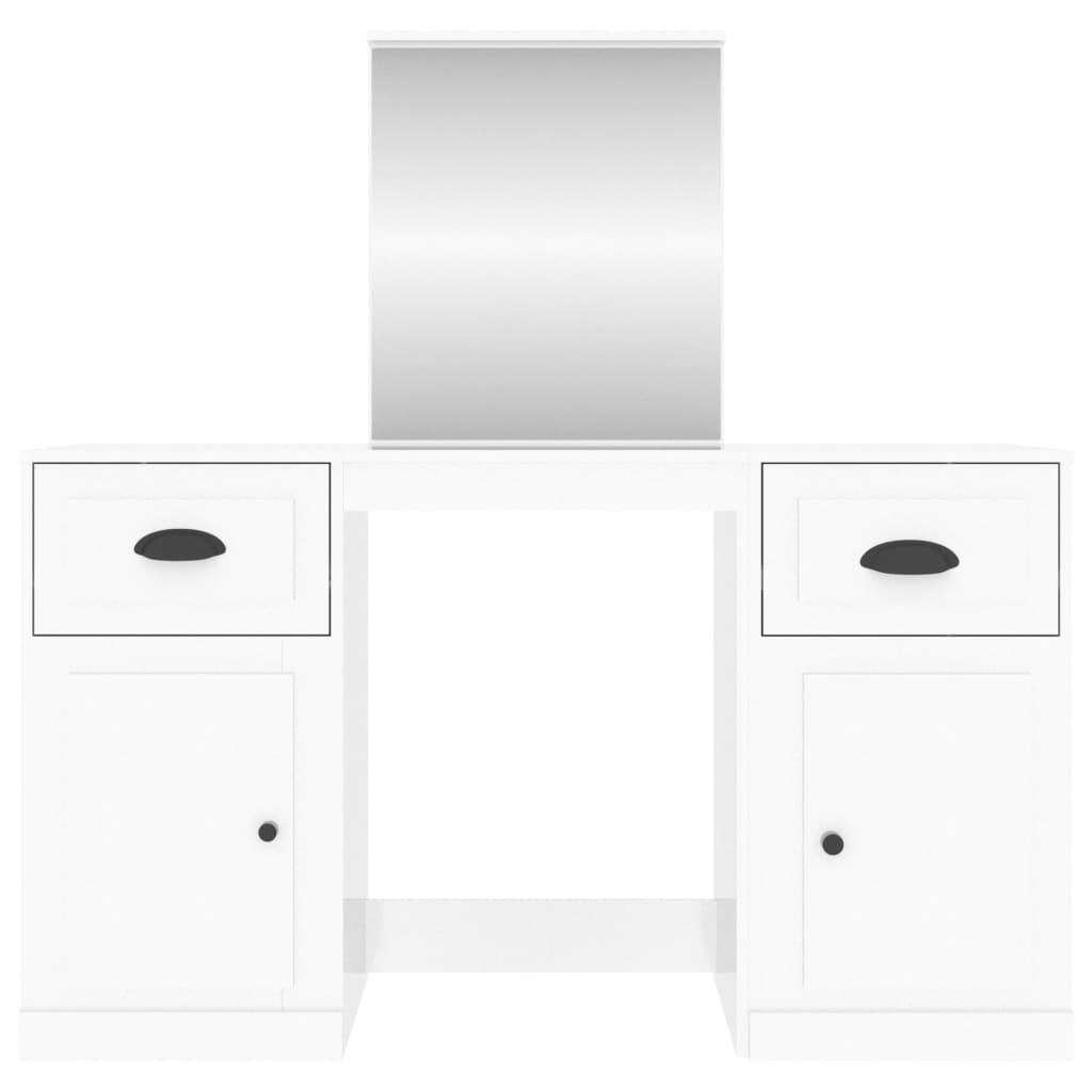 vidaXL Toaletni stolić s ogledalom visoki sjaj bijeli 130x50x132,5 cm
