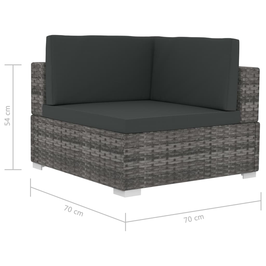 vidaXL Modularne kutne fotelje s jastucima 2 kom od poliratana sive