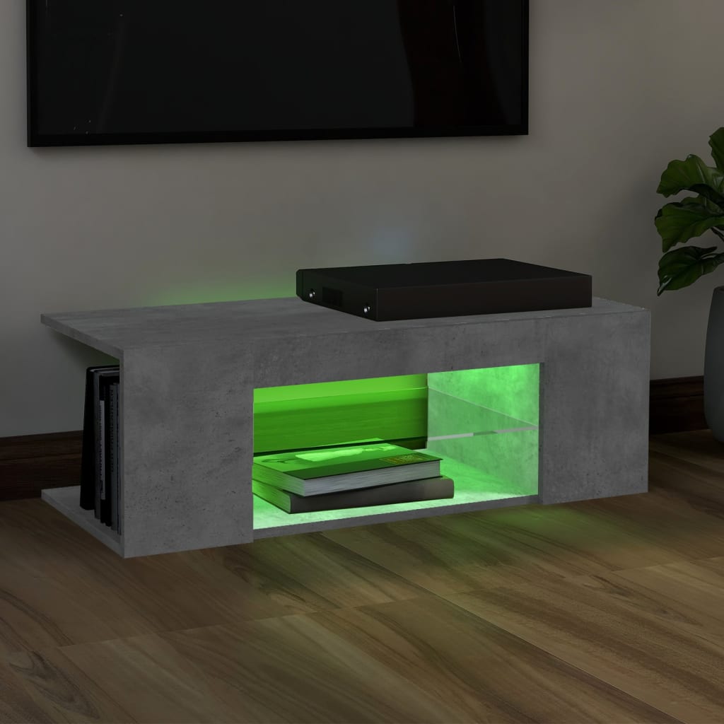 vidaXL TV ormarić s LED svjetlima siva boja betona 90 x 39 x 30 cm