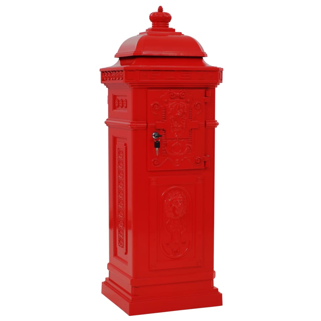 vidaXL Poštanski sandučić sa stupom u vintage stilu nehrđajući crveni