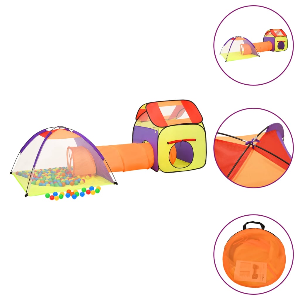 vidaXL Dječji šator za igru s 250 loptica višebojni 338x123x111 cm