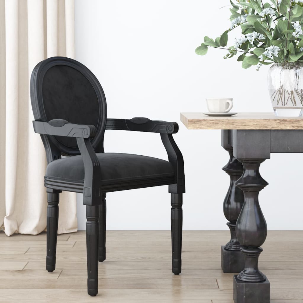 vidaXL Blagovaonska stolica crna 54 x 56 x 96,5 cm baršunasta