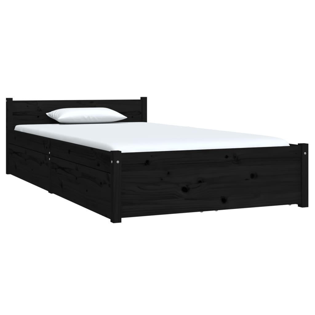 vidaXL Okvir za krevet s ladicama crni 90 x 190 cm jednokrevetni