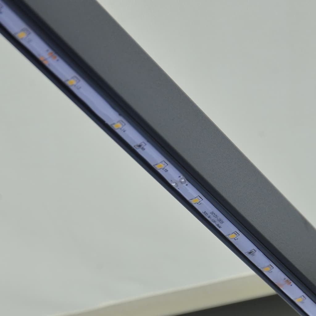 vidaXL Tenda na uvlačenje sa senzorom za vjetar LED 300 x 250 cm krem