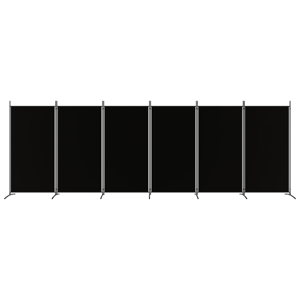 vidaXL Sobna pregrada s 6 panela crna 520x180 cm od tkanine