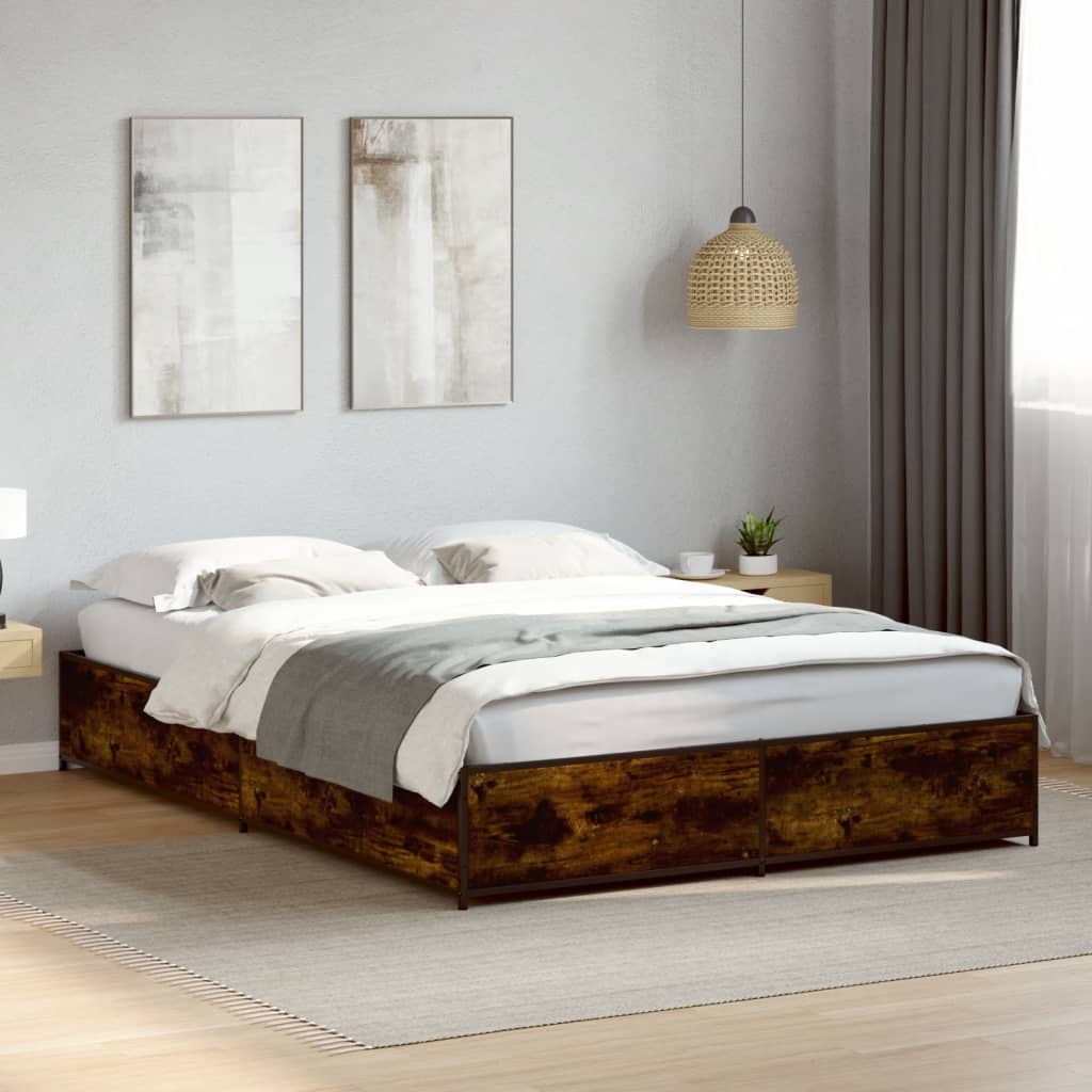 vidaXL Okvir kreveta boja hrasta 120x200 cm konstruirano drvo i metal