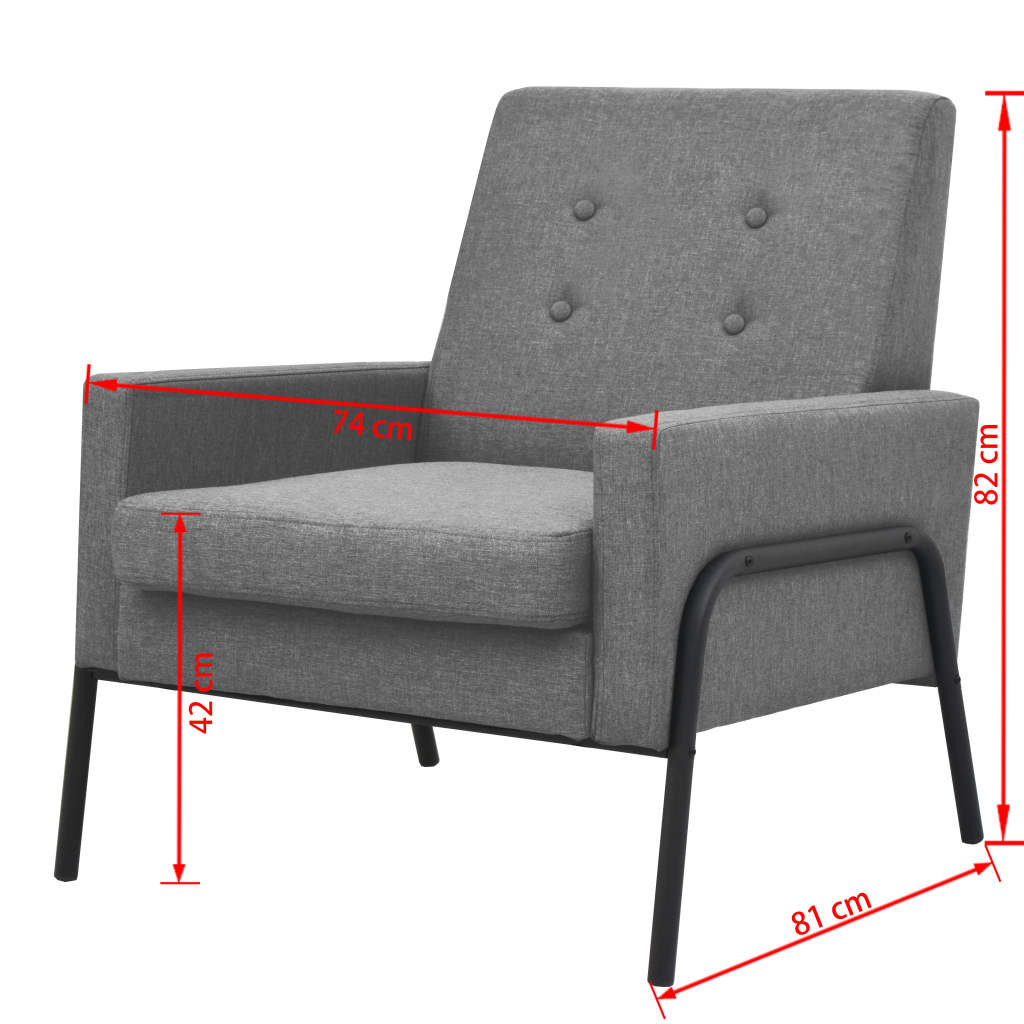 vidaXL Fotelja od čelika i tkanine svijetlosiva