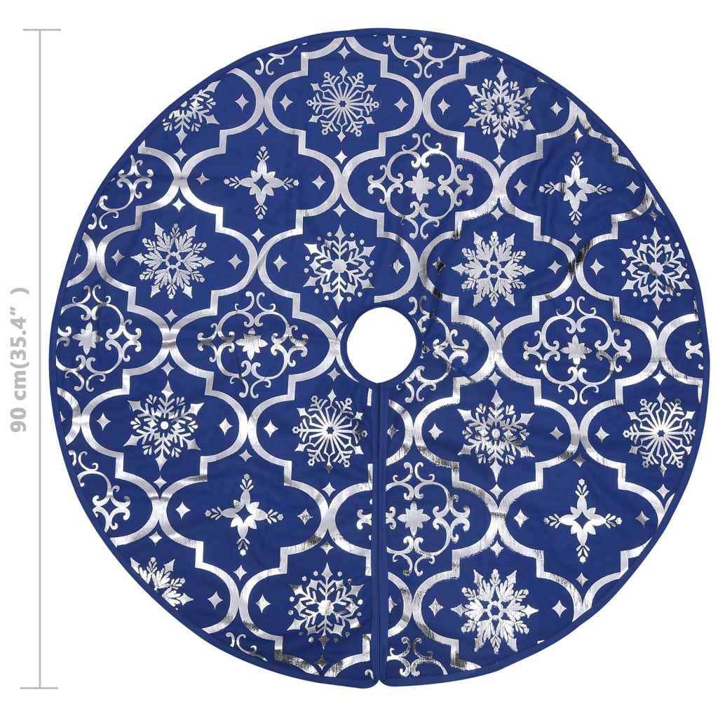 vidaXL Luksuzna podloga za božićno drvce s čarapom plava 90 cm tkanina