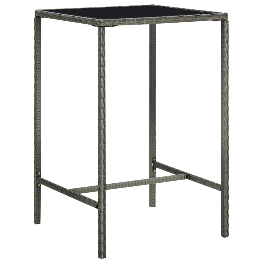vidaXL Vrtni barski stol sivi 70 x 70 x 110 cm od poliratana i stakla