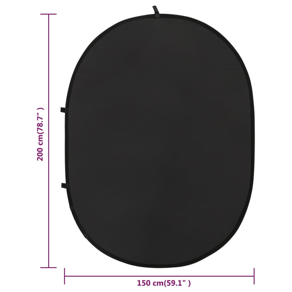 vidaXL 2 u 1 ovalna studijska pozadina crno-siva 200 x 150 cm