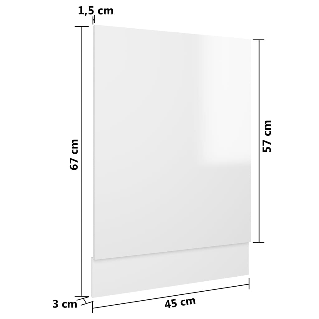 vidaXL Ploča za perilicu posuđa sjajna bijela 45 x 3 x 67 cm iverica