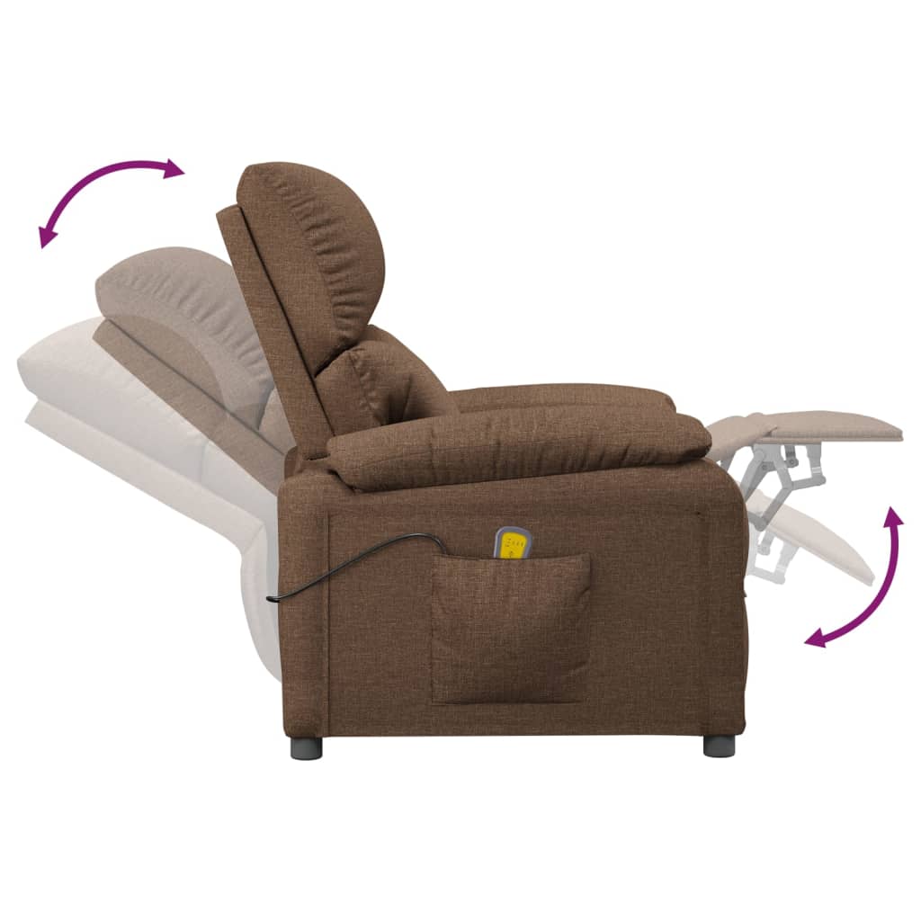 vidaXL Masažna fotelja od tkanine smeđa