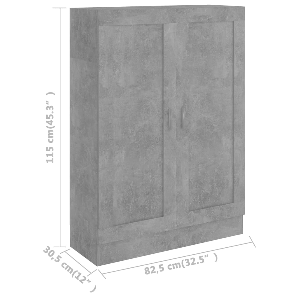 vidaXL Ormarić za knjige boja betona 82,5x30,5x115cm konstruirano drvo
