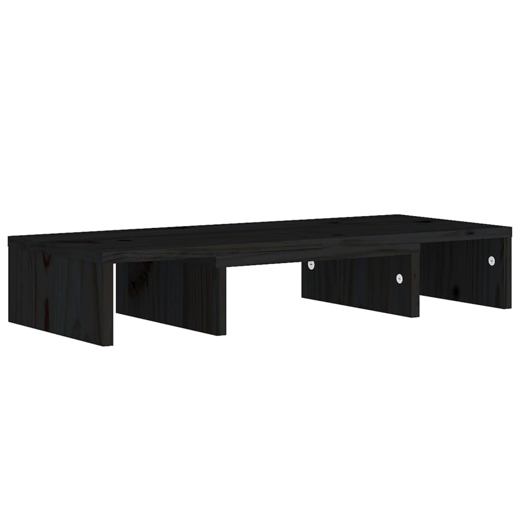 vidaXL Stalak za monitor crni 60 x 24 x 10,5 cm od masivne borovine