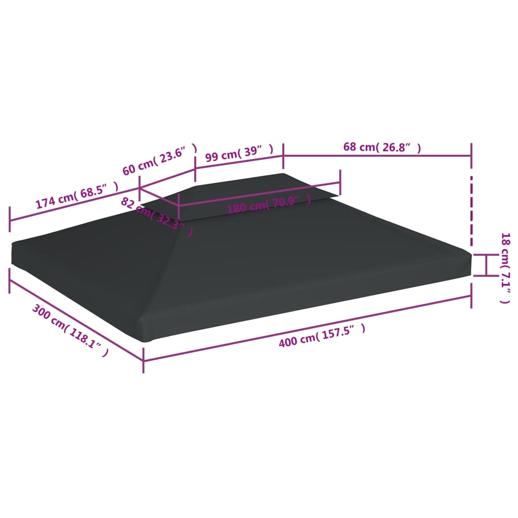 vidaXL Pokrov za sjenicu s 2 razine 310 g/m² 4 x 3 m antracit