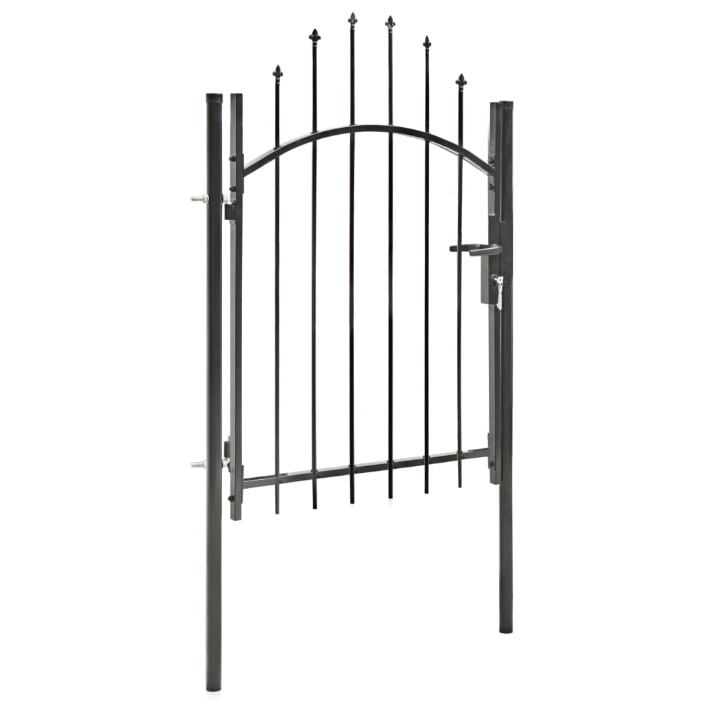 vidaXL Vrtna vrata za ogradu čelična 1 x 1,75 m crna