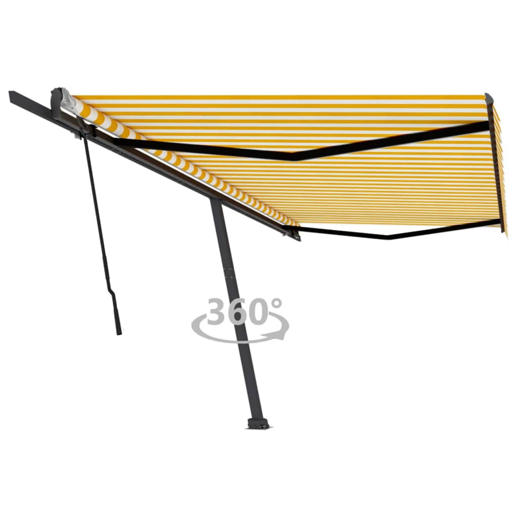 vidaXL Samostojeća tenda na ručno uvlačenje 500 x 300 cm žuto-bijela