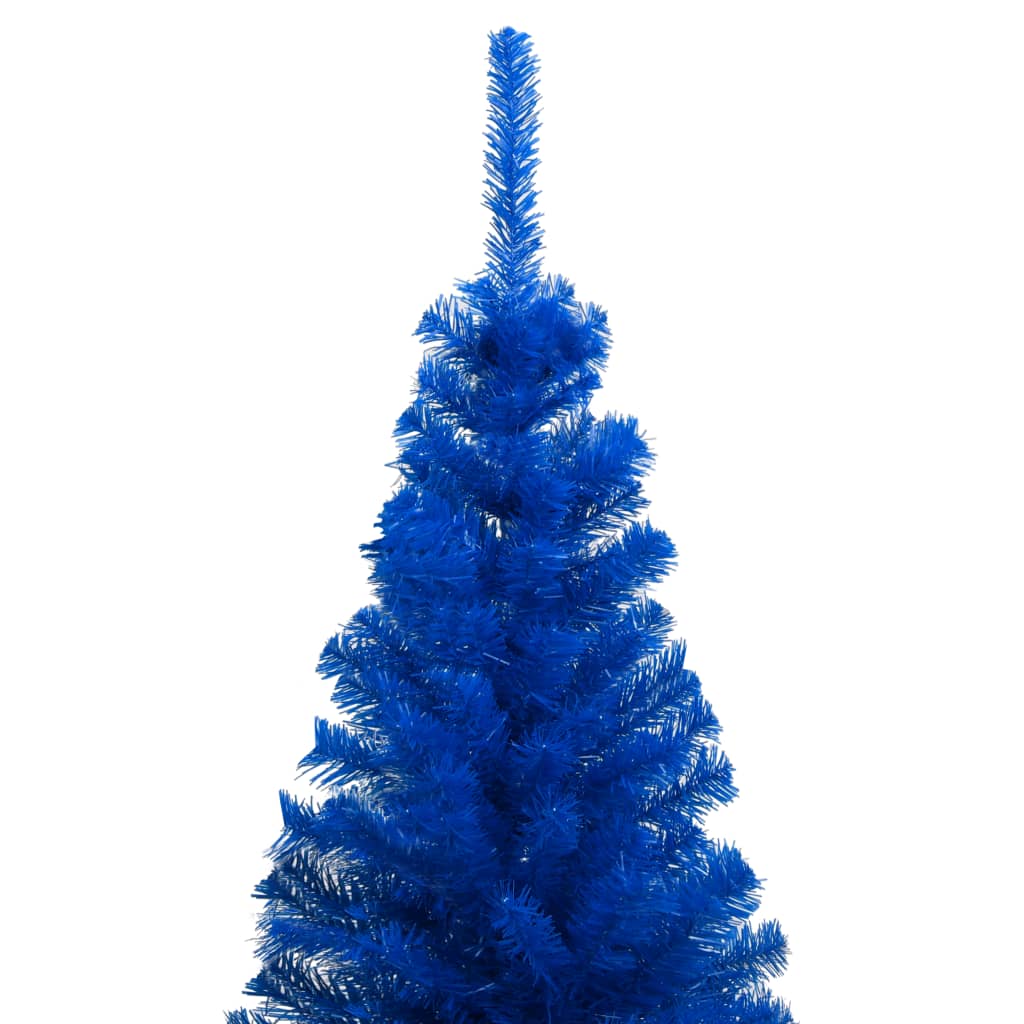 vidaXL Umjetno osvijetljeno božićno drvce s kuglicama plavo 210 cm PVC