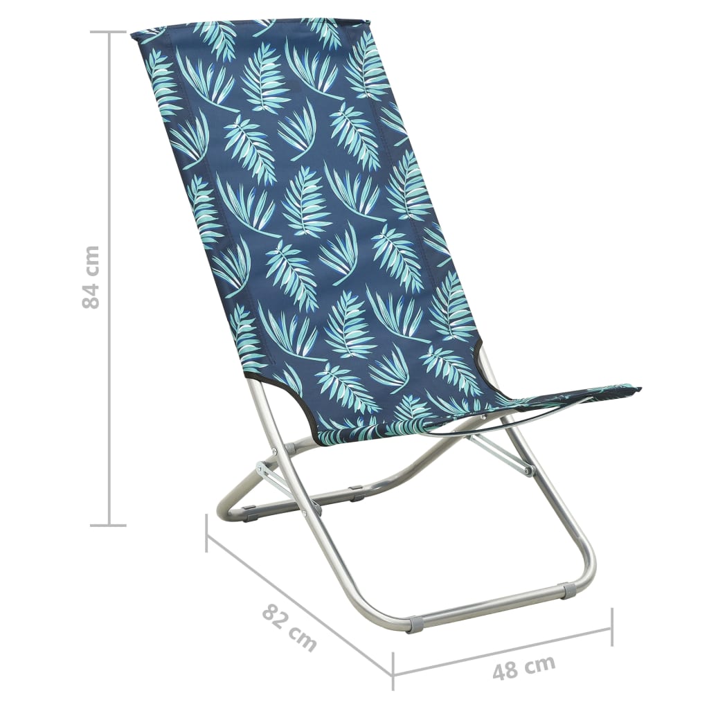 vidaXL Sklopive stolice za plažu od tkanine 2 kom s uzorkom lišća