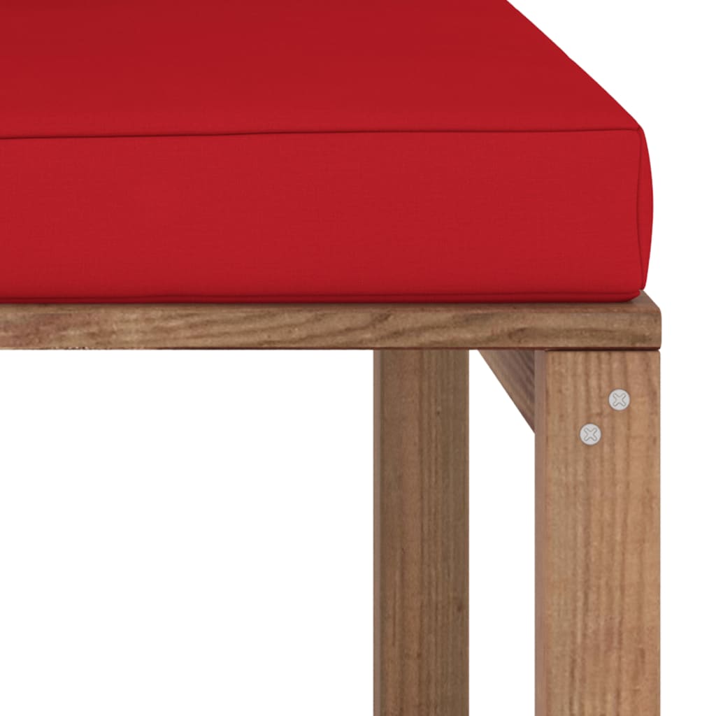 vidaXL Kutna vrtna sofa od paleta s crvenim jastucima