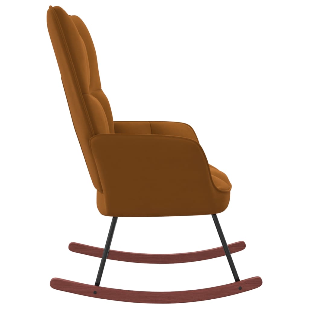 vidaXL Stolica za ljuljanje smeđa baršunasta