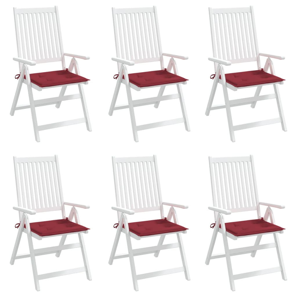 vidaXL Jastuci za vrtne stolice 6 kom boja vina 50x50x3 cm od tkanine