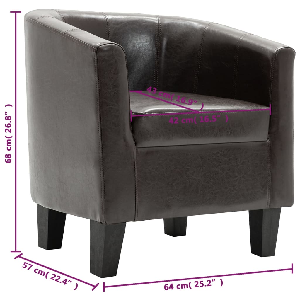 vidaXL Fotelja od umjetne kože tamnosmeđa