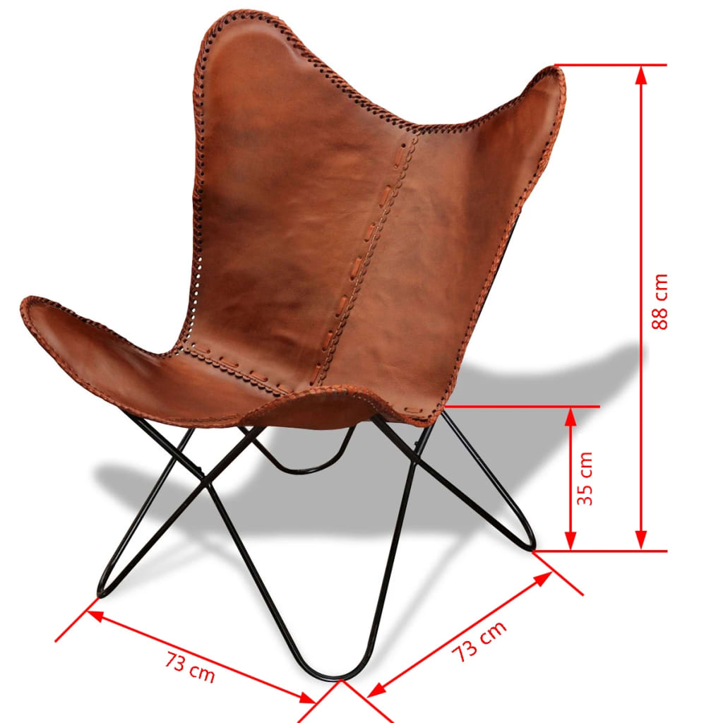 vidaXL Butterfly stolica od prave kože