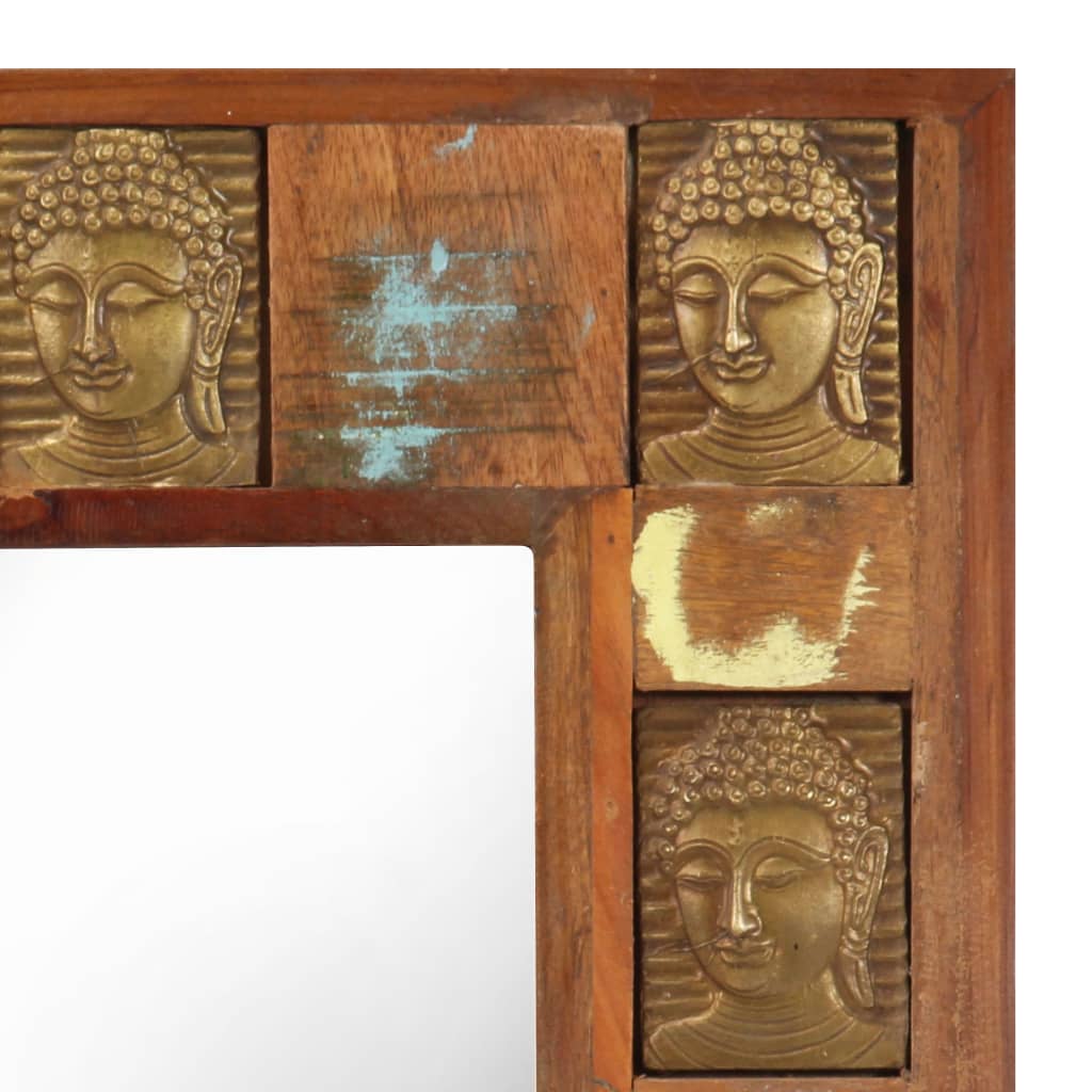 vidaXL Ogledalo s likom Buddhe 50 x 80 cm od masivnog obnovljenog drva