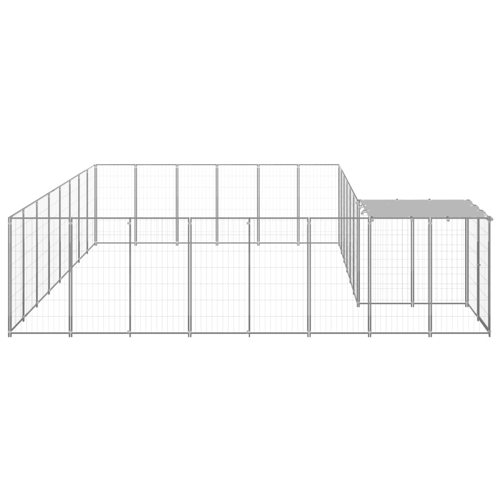 vidaXL Kavez za pse srebrni 15,73 m² čelični