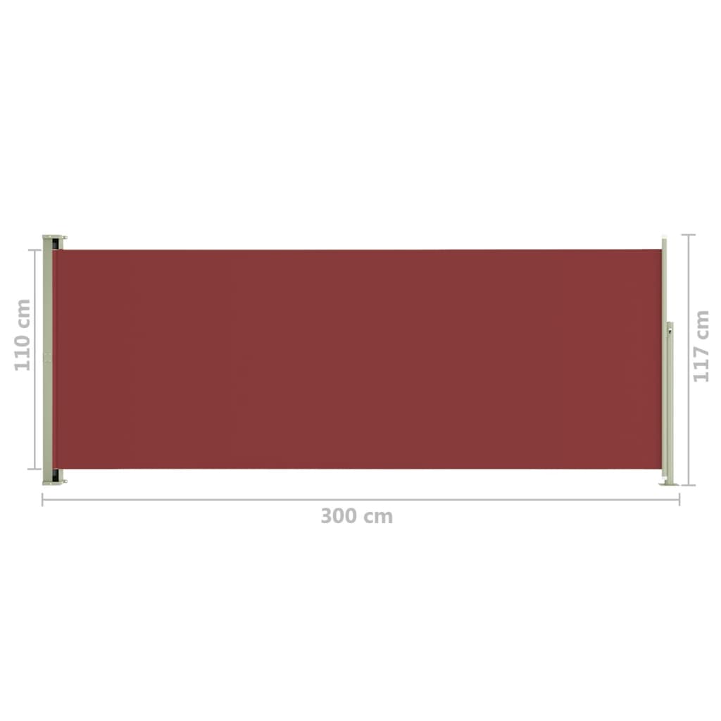 vidaXL Uvlačiva bočna tenda za terasu 117 x 300 cm crvena
