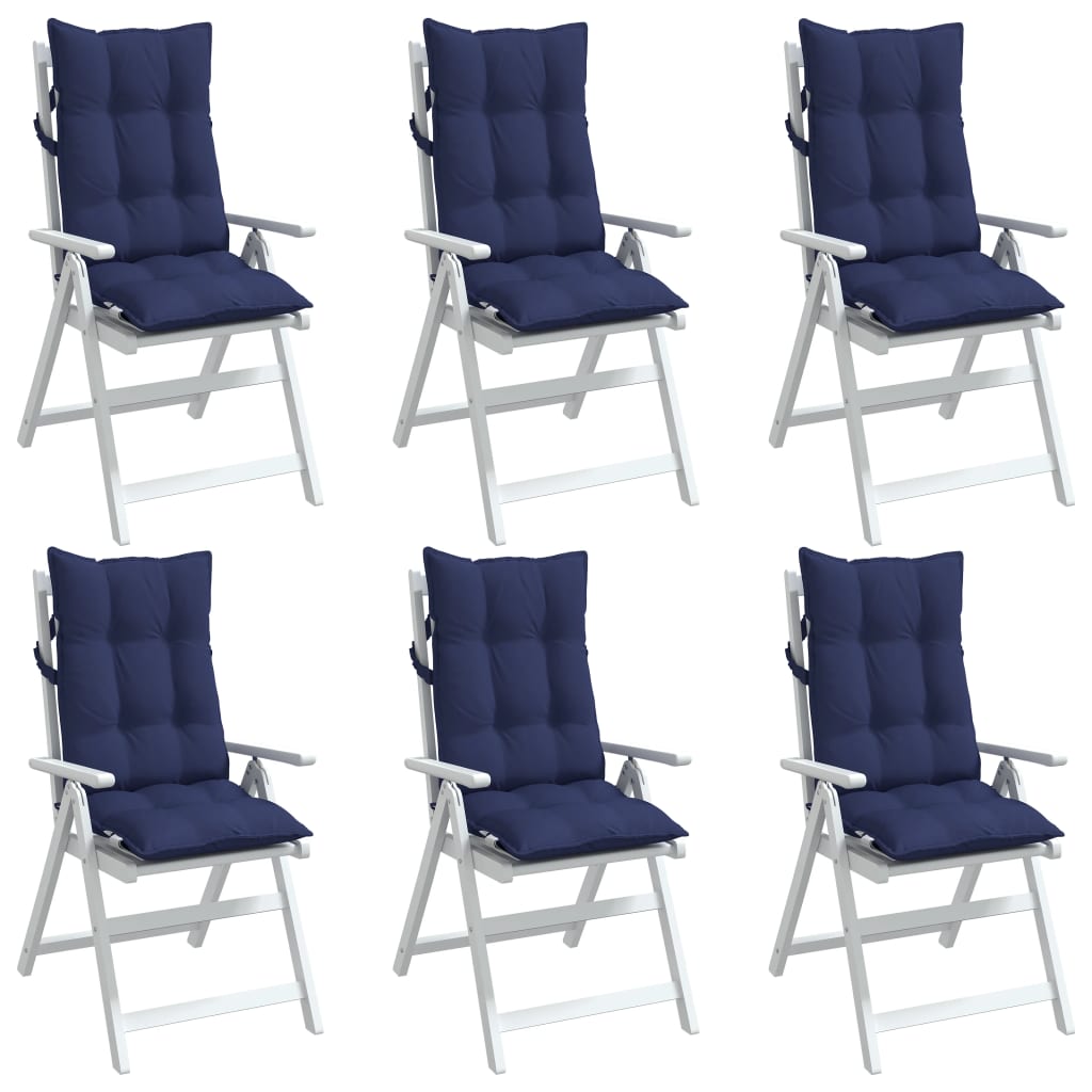 vidaXL Jastuci za stolice s visokim naslonom 6 kom tamnoplavi tkanina