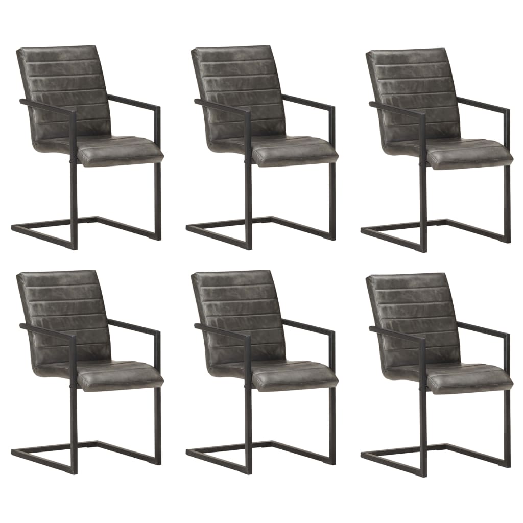 vidaXL Konzolne blagovaonske stolice 6 kom sive od prave kože