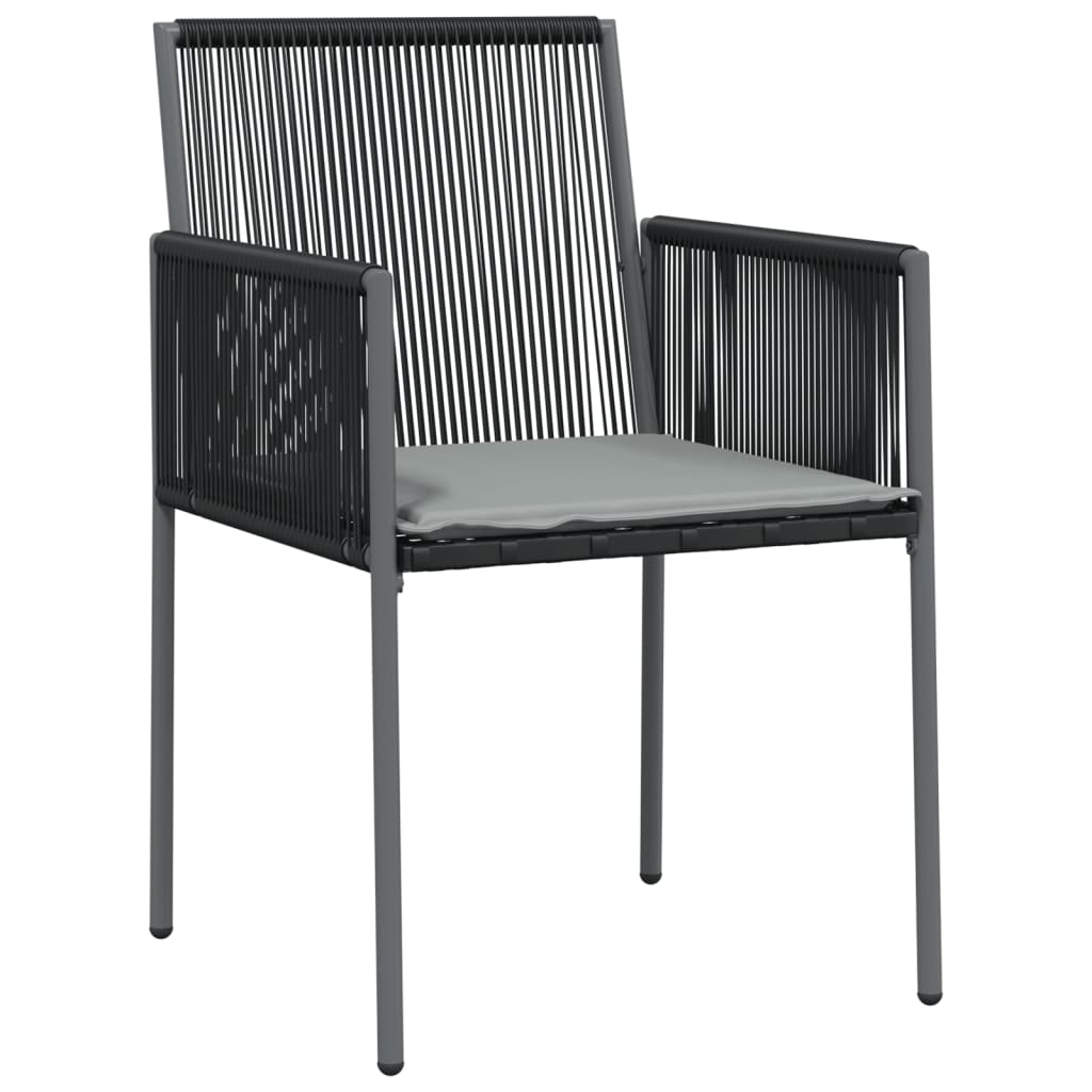 vidaXL Vrtne stolice s jastucima 2 kom crne 54x60,5x83,5 cm poliratan