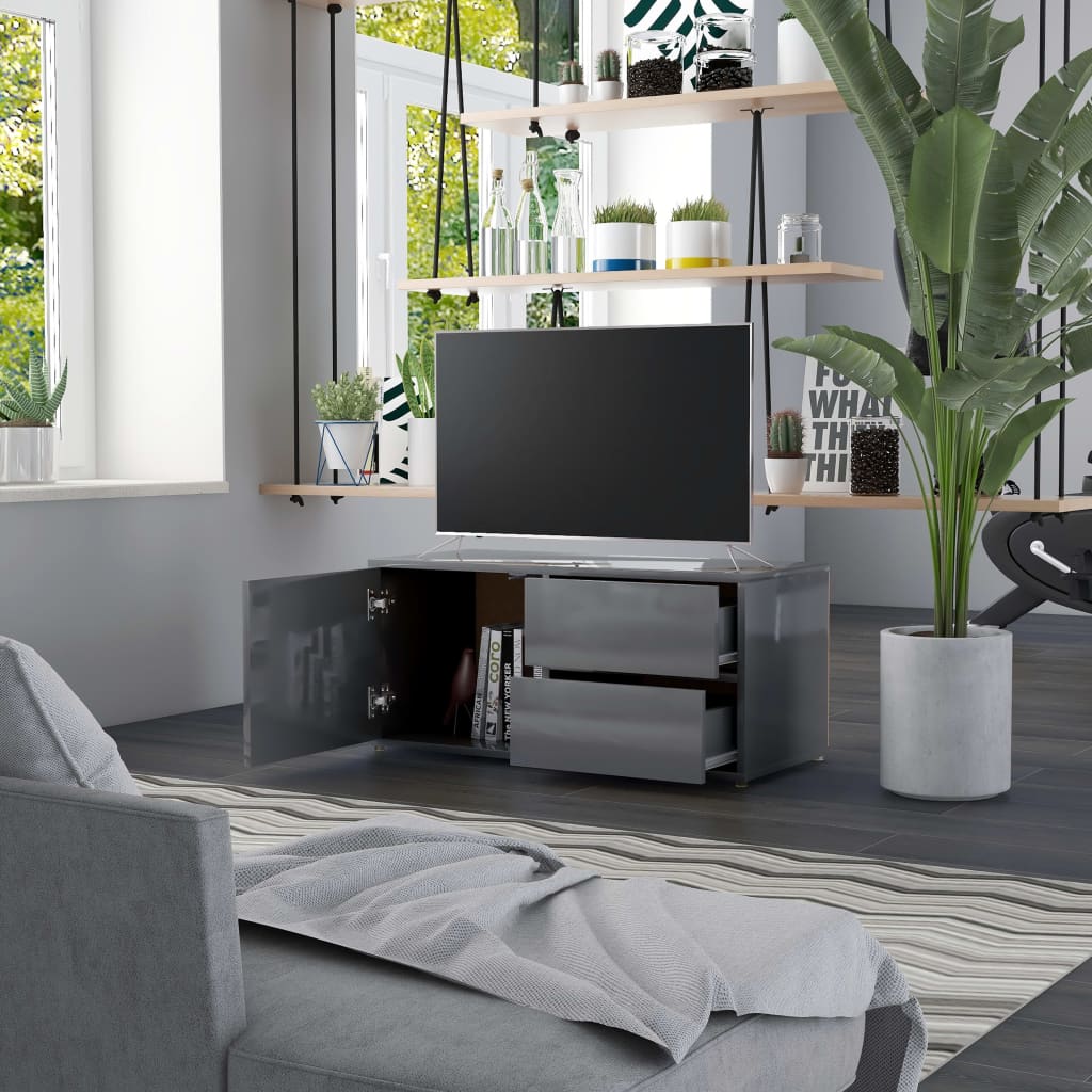 vidaXL TV ormarić visoki sjaj sivi 80 x 34 x 36 cm od iverice
