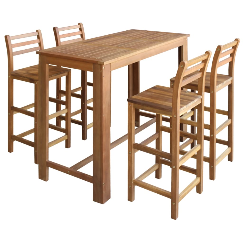 vidaXL Barski stol i stolice set 5 komada od masivnog drva akacije