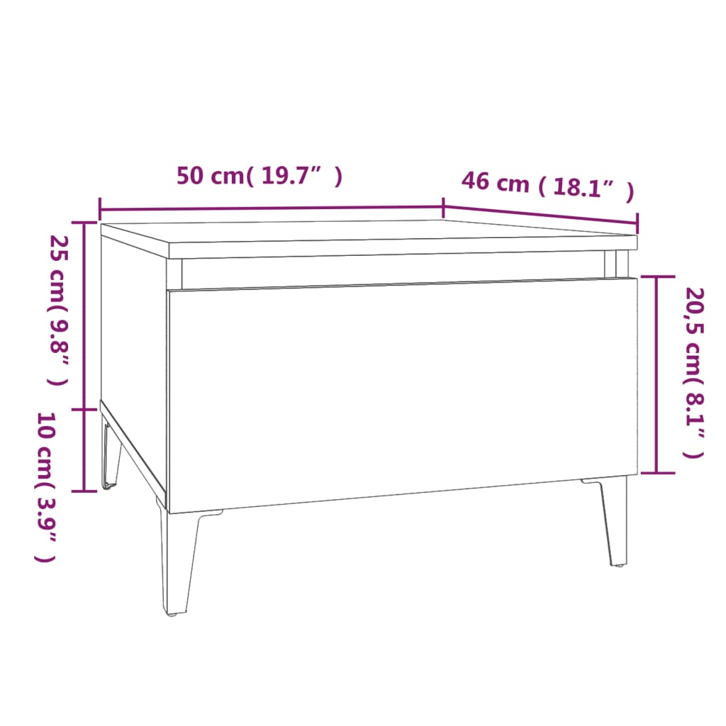 vidaXL Bočni stolić Smeđa hrasta 50 x 46 x 35 cm od konstruiranog drva