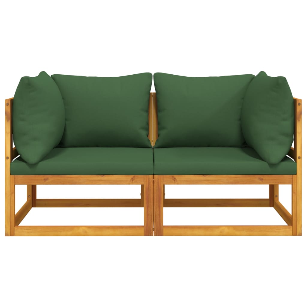 vidaXL Modularne kutne sofe sa zelenim jastucima 2 kom od drva bagrema