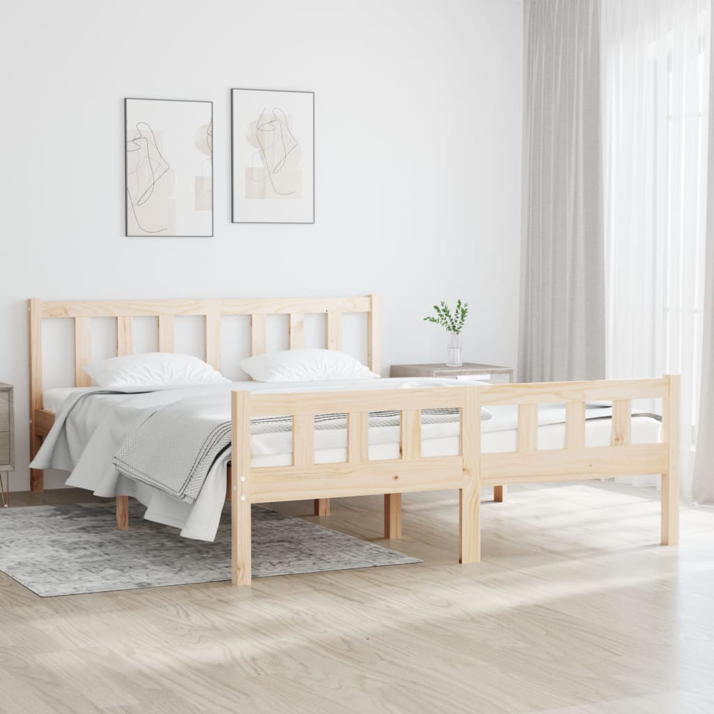 vidaXL Okvir za krevet od masivnog drva 140 x 190 cm
