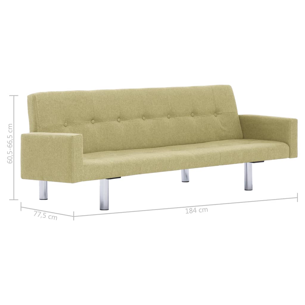 282222 vidaXL Sofa Bed with Armrest Green Polyester