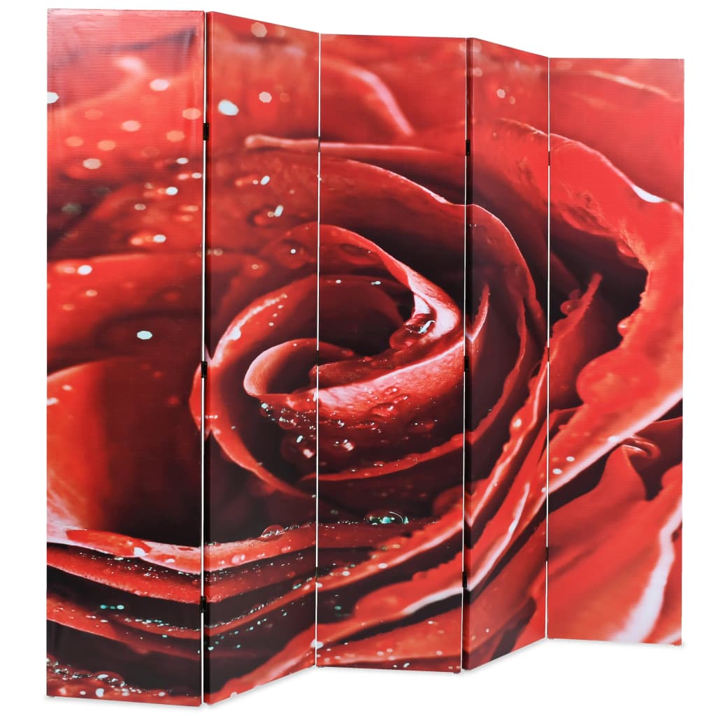 vidaXL Sklopiva sobna pregrada sa slikom crvene ruže 200 x 170 cm