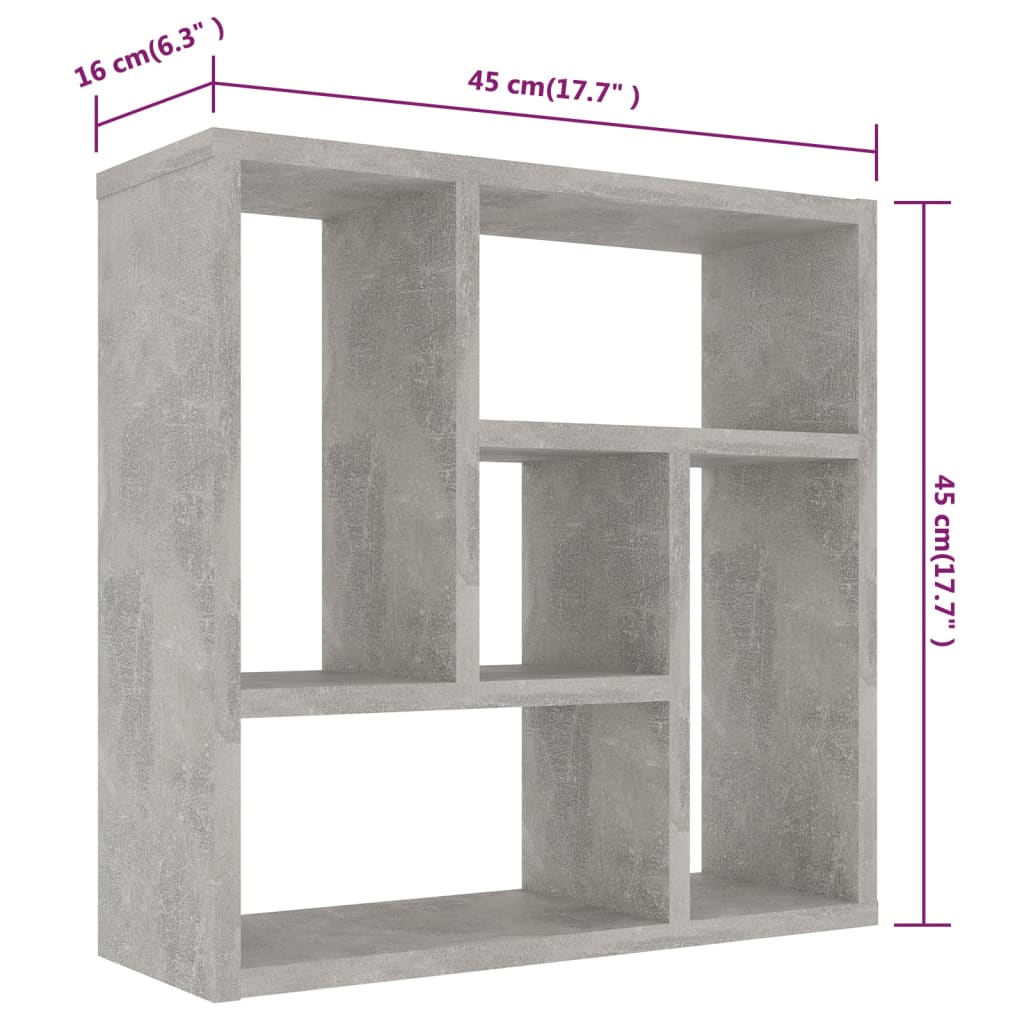 vidaXL Zidna polica siva boja betona 45,1x16x45,1 cm konstruirano drvo