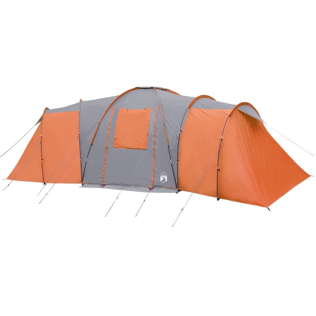 vidaXL Šator za kampiranje za 12 osoba sivo-narančasti vodootporni