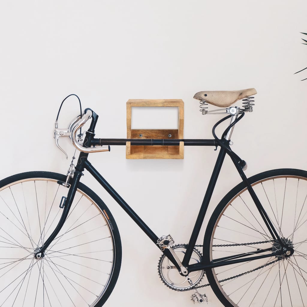 vidaXL Zidni stalak za bicikl 35 x 25 x 25 cm masivno grubo drvo manga