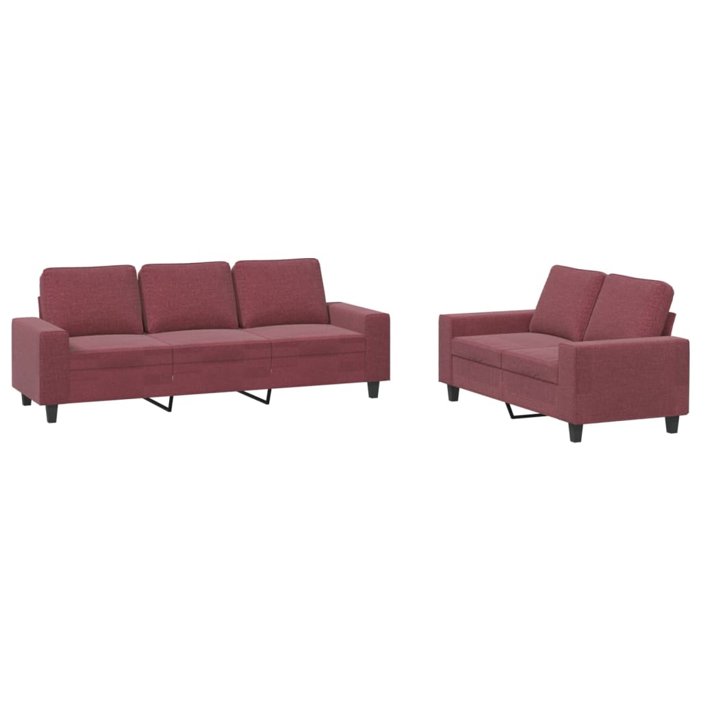 vidaXL 2-dijelni set sofa crvena boja vina od tkanine