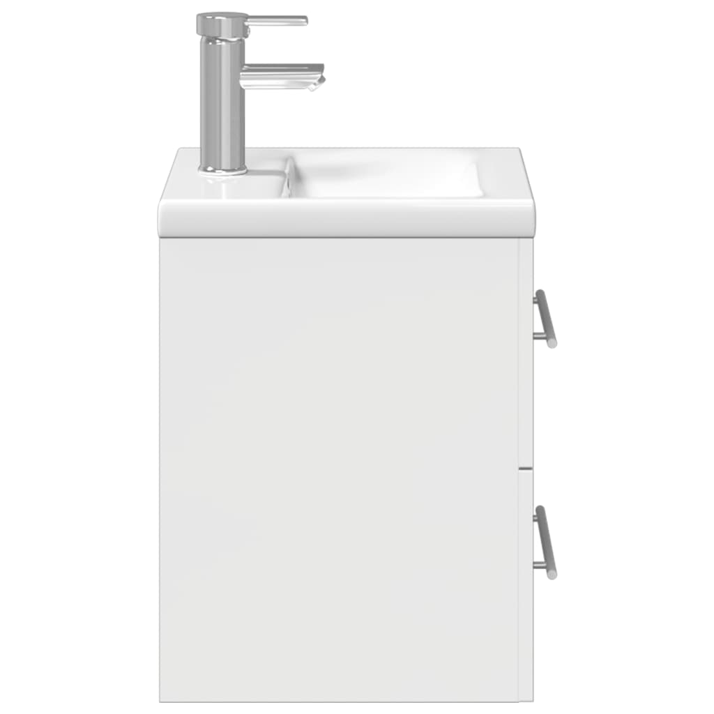 vidaXL Kupaonski ormarić s ugrađenim umivaonikom visoki sjaj bijeli